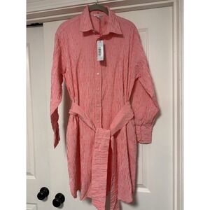 Frances Valentine, Perfect Shirtdress in pink and white stripes, Womens Size Med